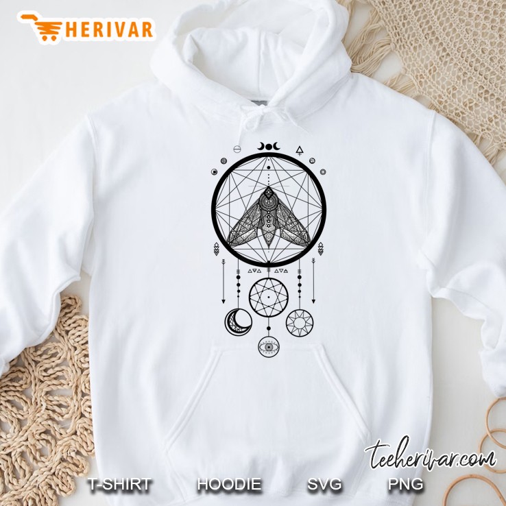 Wicca And Witch Pagan Gifts Sacred Geometry Moth Art Design Hoodie