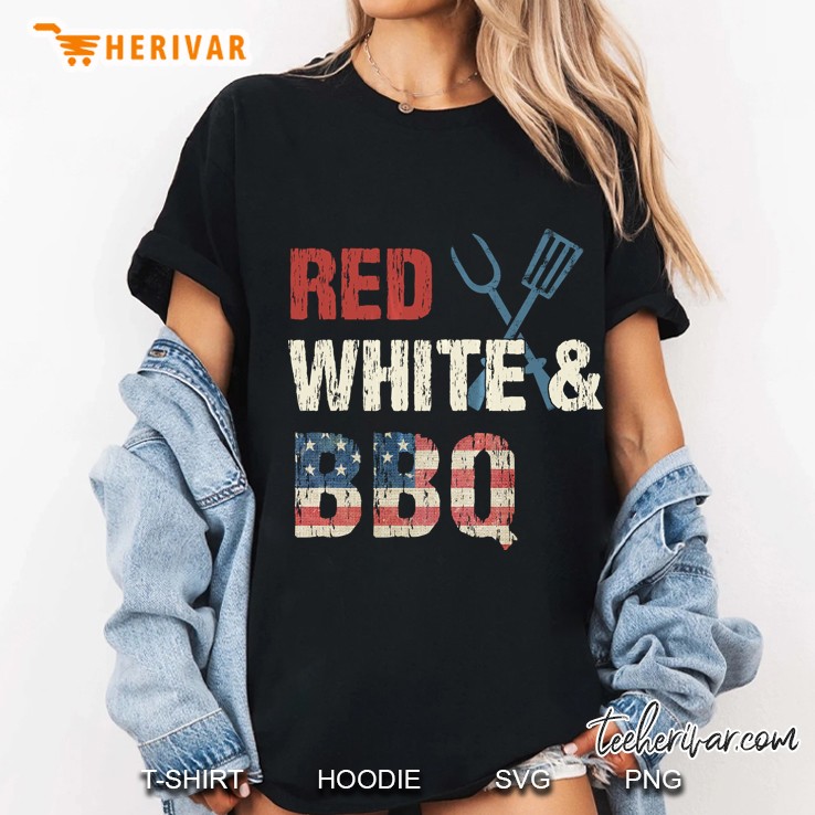 Bbq Fourth Of July Shirt Red White And Bbq Flag Hoodie