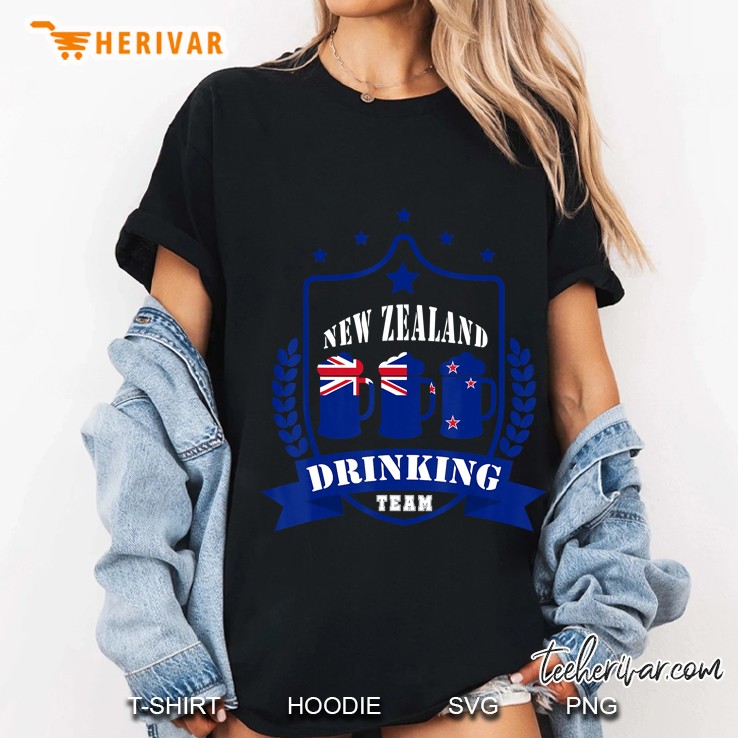 Beer New Zealand Drinking Team Casual New Zealand Flag Ladies Tee