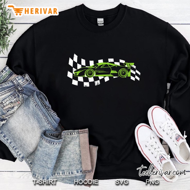 Checkered Flag Indiana With Racecar Sweatshirt