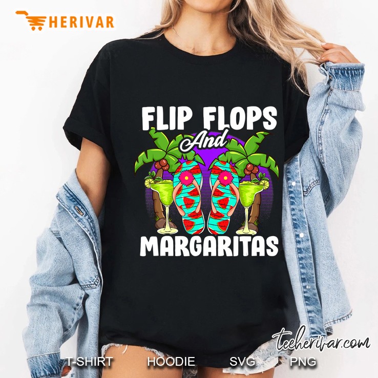 Flip Flops And Margaritas Funny Summer Vacation Gift Ladies Tee