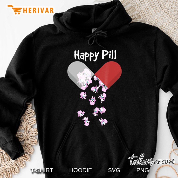 Poodles Happy Pill Shirt. Poodle Mom Dad Gifts Cute Mugs