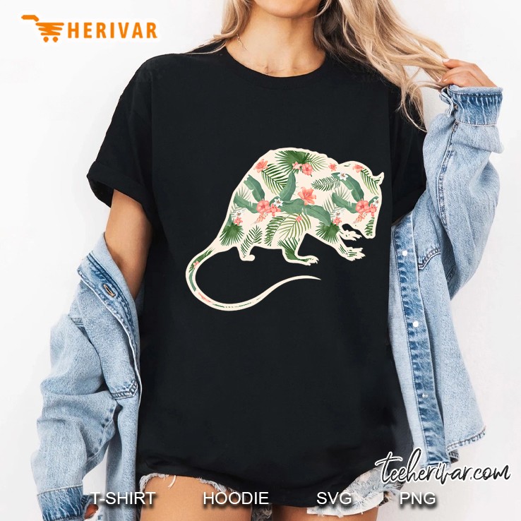 Possum Flower Girl Print Floral Gamba Hawaiian Women Gift Ladies Tee