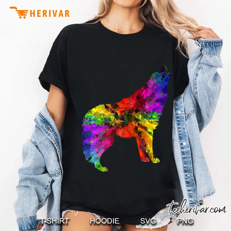 Rainbow Howling Wolf Gang Pack Premium Shirt Indian Spirit Ladies Tee