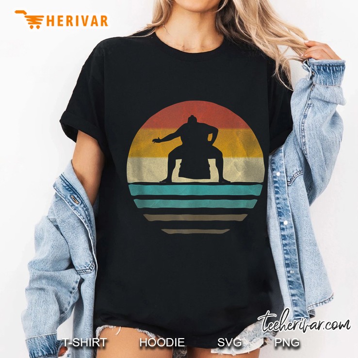 Retro Vintage Sunset Old School Sumo Wrestling Funny Gift Ladies Tee