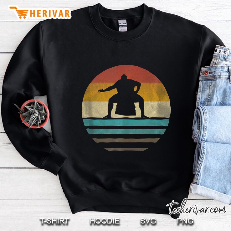 Retro Vintage Sunset Old School Sumo Wrestling Funny Gift Sweatshirt
