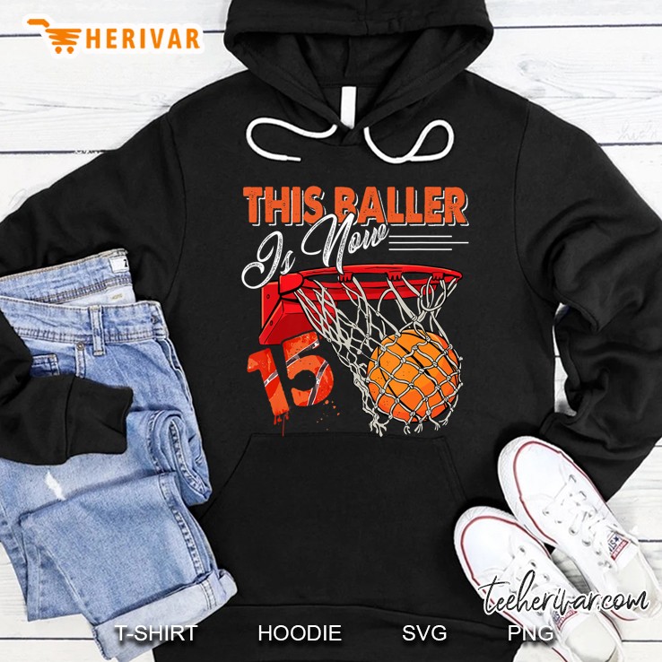 15Th Birthday Basketball Tshirt Funny 15 Years Old Kids Gift Hoodie