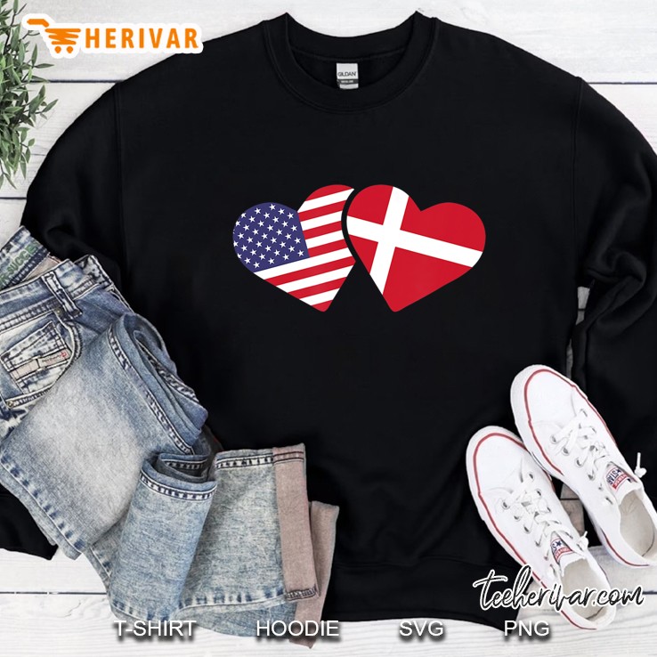 Denmark Usa Flag Heart Danish American Love Sweatshirt