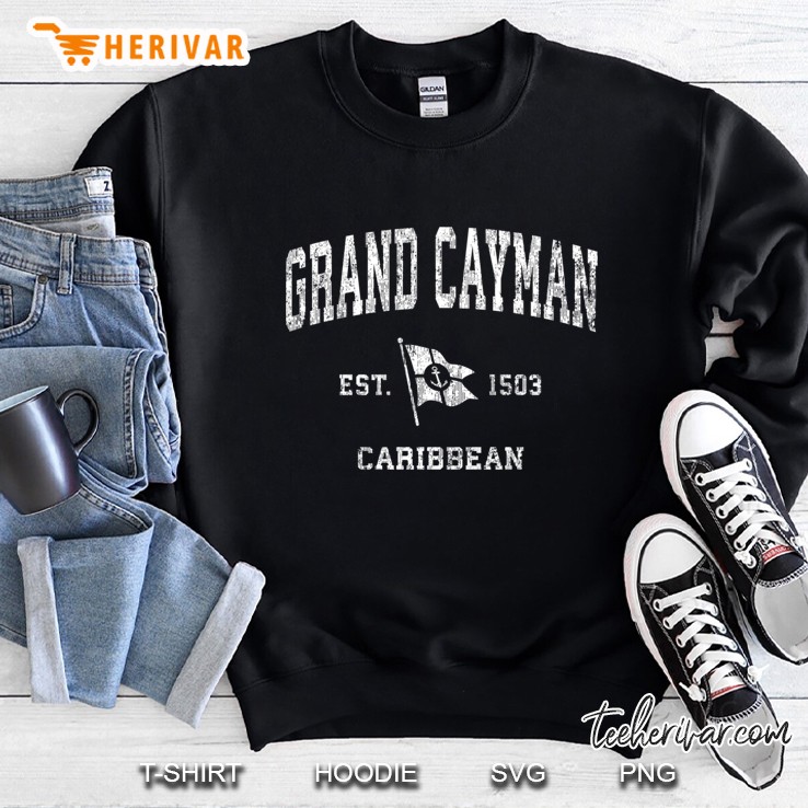 Grand Cayman Vintage Nautical Boat Anchor Flag Sports Pullover Sweatshirt