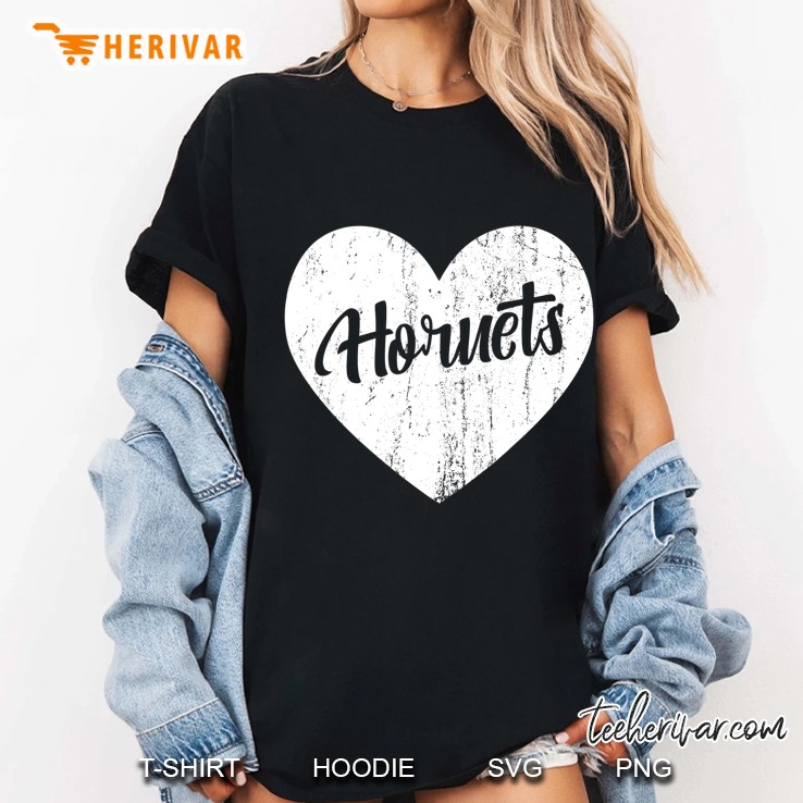 Hornets School Sports Fan Team Spirit Mascot Heart Gift Ladies Tee