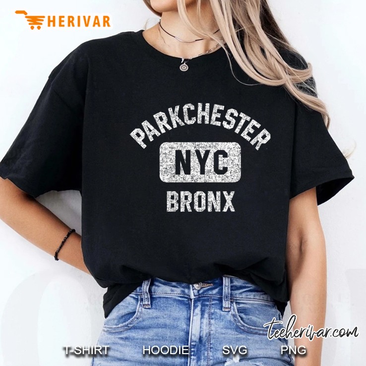Parkchester Nyc Gym Style Distressed White Print Ladies Tee