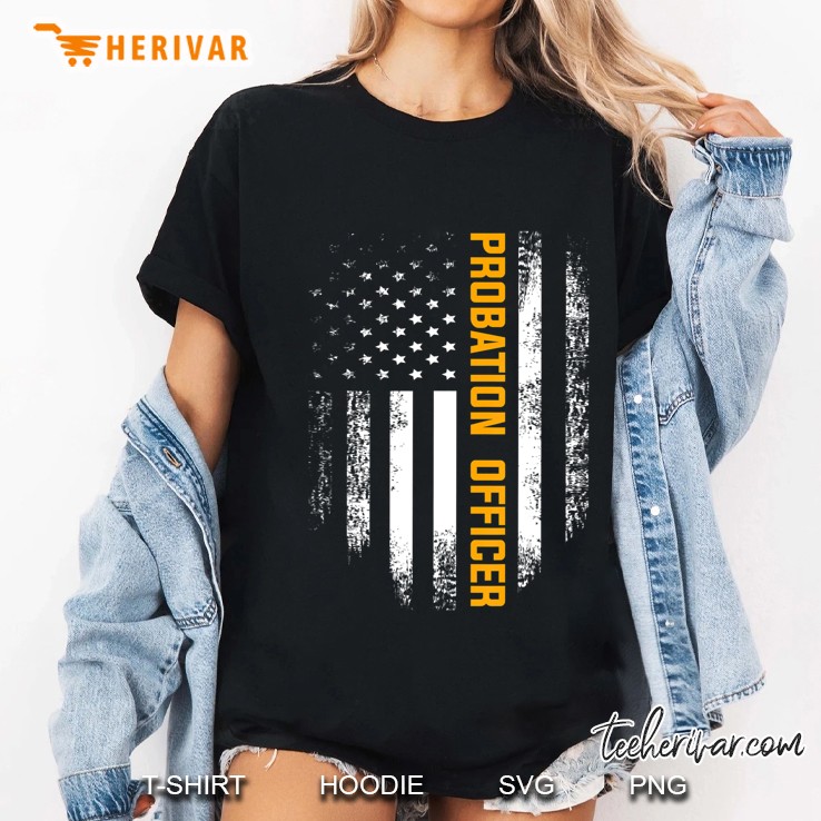 Vintage American Usa Flag Probation Officer Gift Ladies Tee