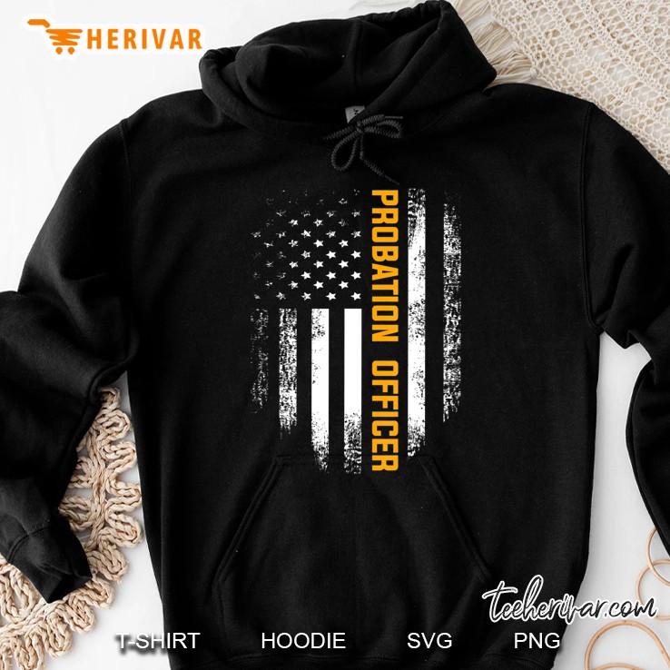 Vintage American Usa Flag Probation Officer Gift Hoodie