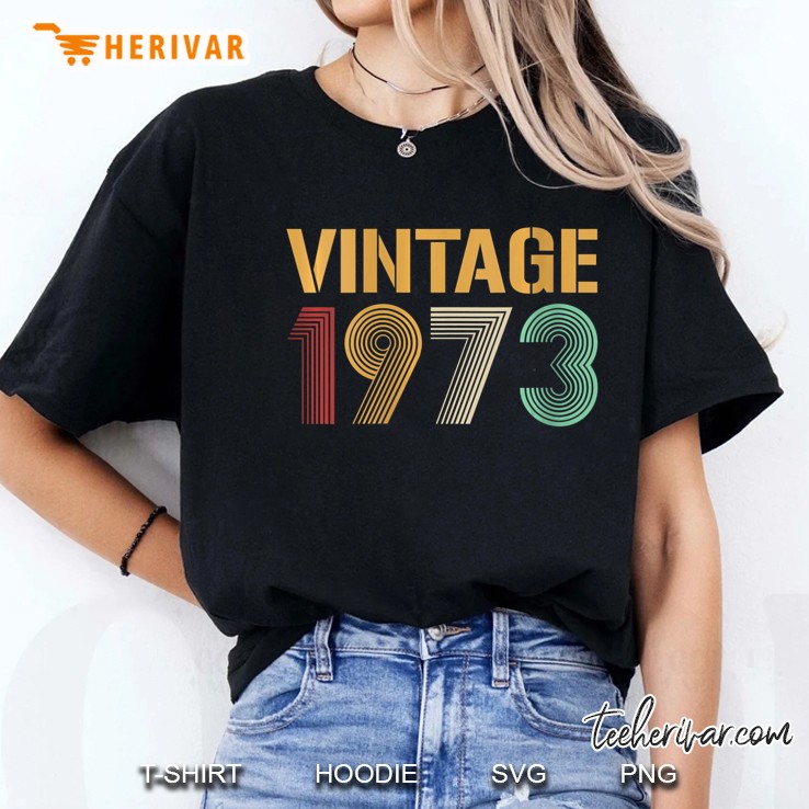 Womens Happy 47Th Birthday Vintage Since 1973 70S Retro V-Neck Ladies Tee