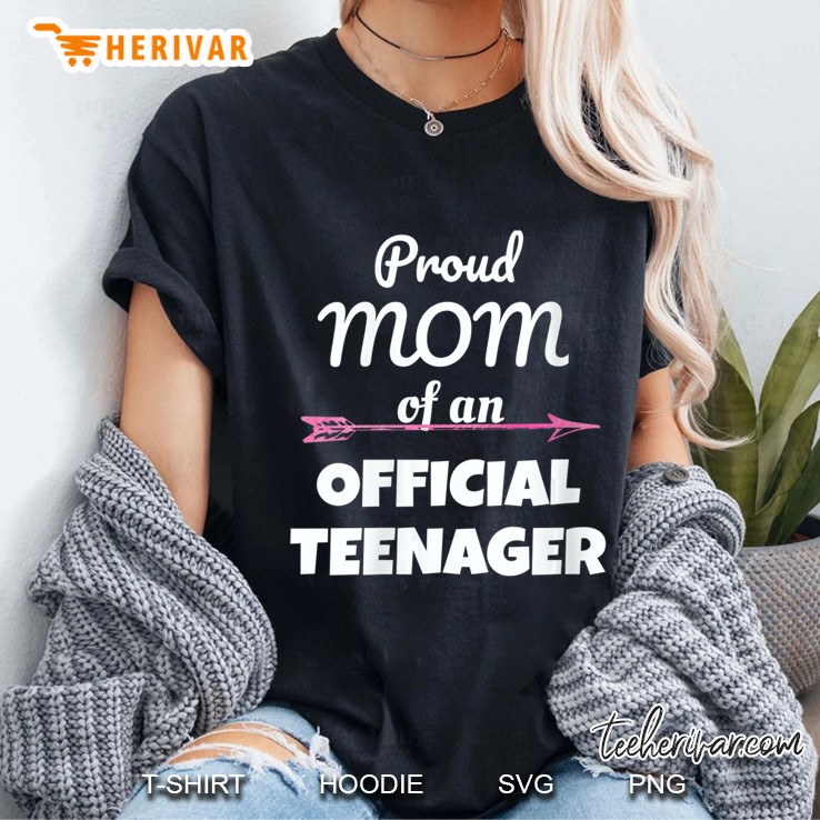 Womens Proud Mom Of An Official Teenager, 13Th Birthday Party Gift V-Neck Ladies Tee