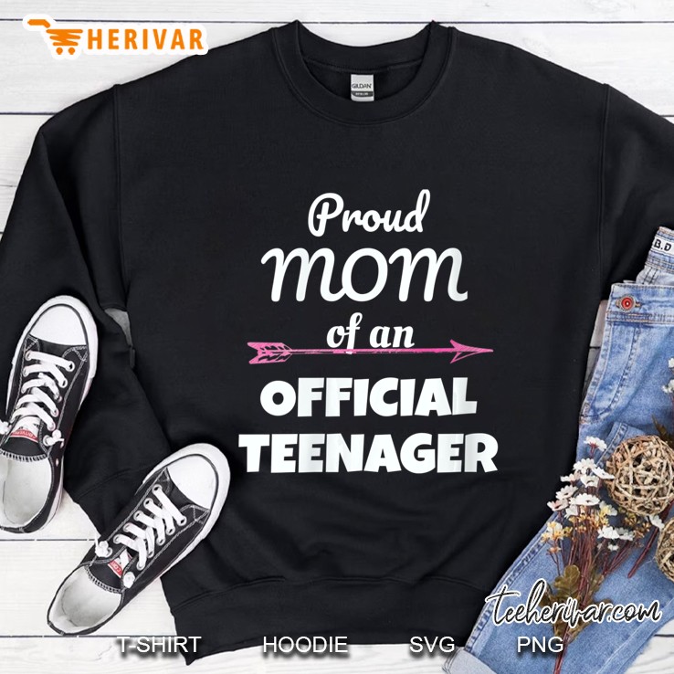 Womens Proud Mom Of An Official Teenager, 13Th Birthday Party Gift V-Neck Sweatshirt