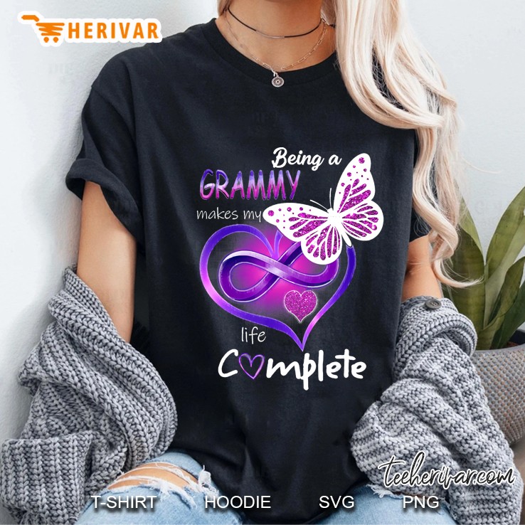 Being A Grammy Makes My Life Complete Butterfly Ladies Tee