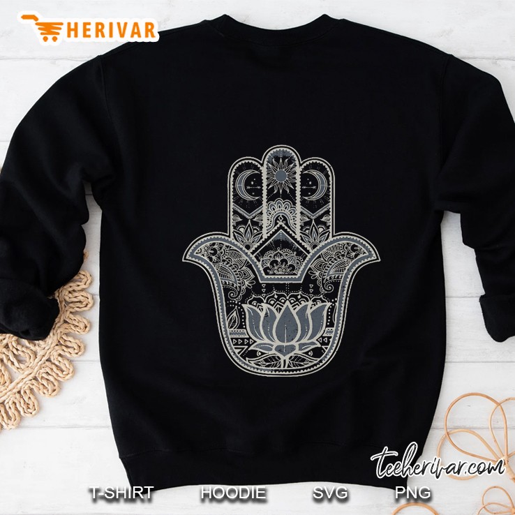 Hamsa Lotus Within Henna Hand Sun And Moon Sweatshirt