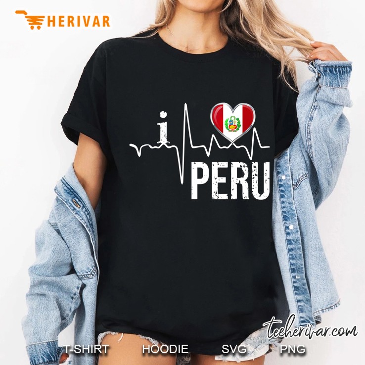 I Love Peru Heartbeat Flag For Peruvian Pride Ladies Tee