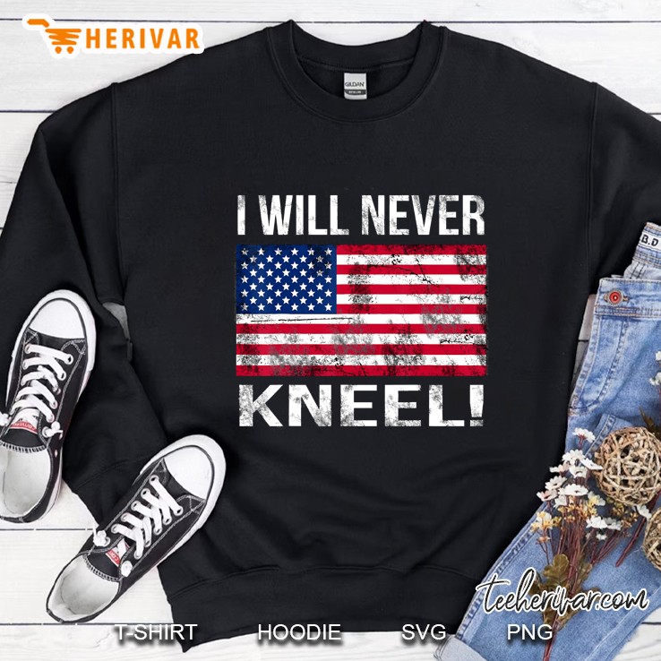 I Will Never Kneel I Stand For American Flag National Anthem Mugs