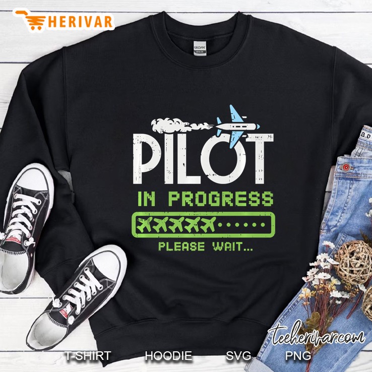 Kids Pilot In Progress, Future Pilot Toy Airplane Lovers Premium Sweatshirt