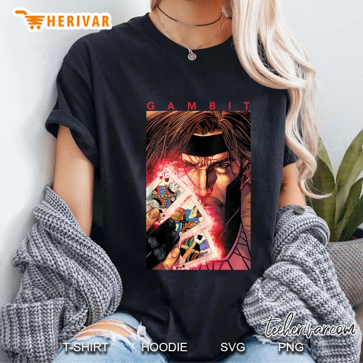 Marvel Gambit Glowing Cards Poster Logo Ladies Tee