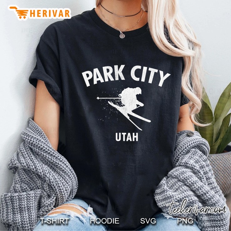 Park City Skiing Ski Utah Gift Tee Ladies Tee