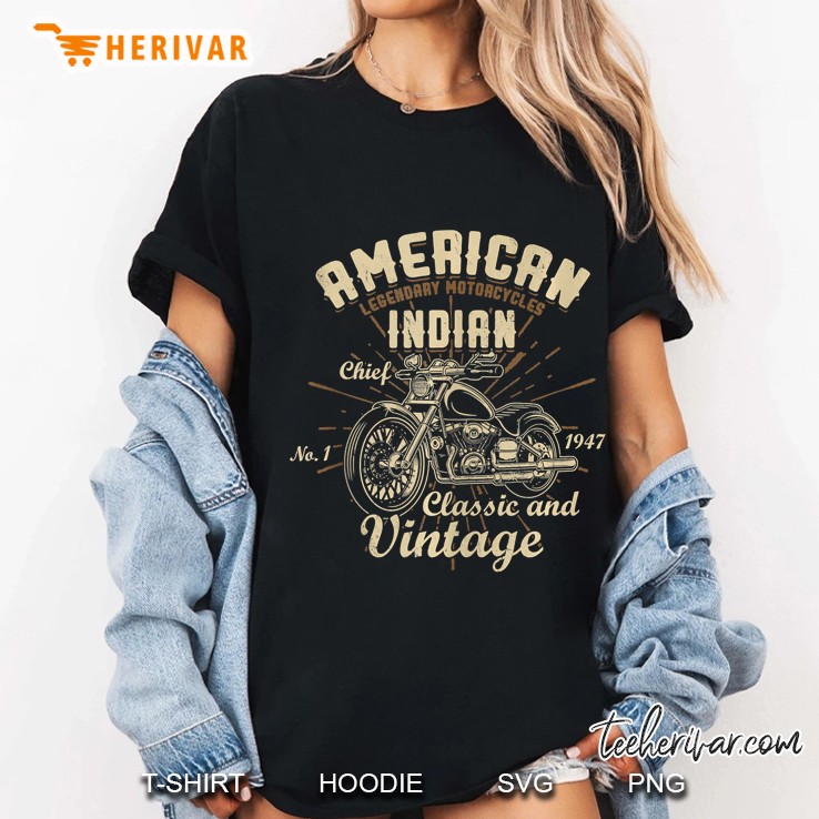 Retro Vintage American Motorcycle Indian For Old Biker Gifts Ladies Tee
