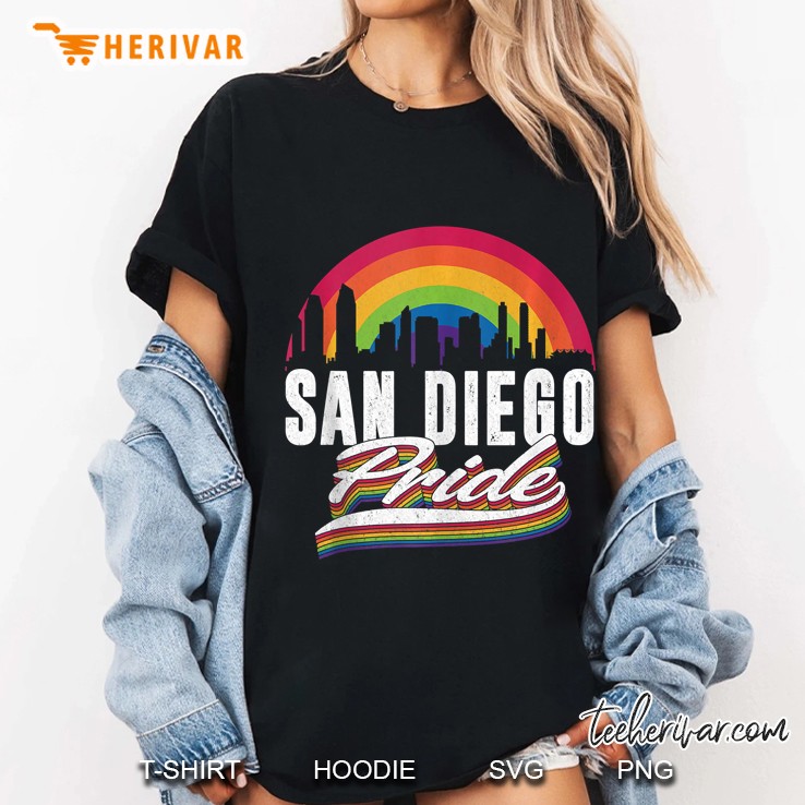 San Diego California Lgbtq Gay Pride Rainbow Gift Ladies Tee