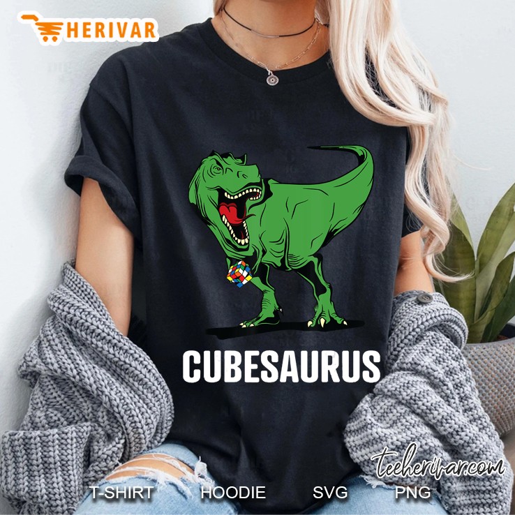 Speed Cubing Puzzle Cube Dinosaur T-Rex Cubesaurus Ladies Tee