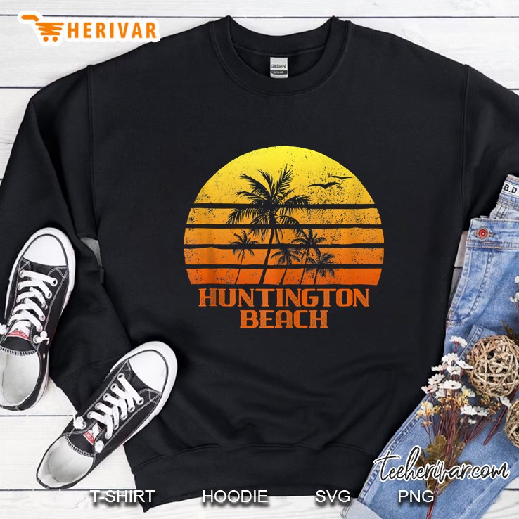 Vintage Retro Beach Vacation Huntington California Sunset Mugs