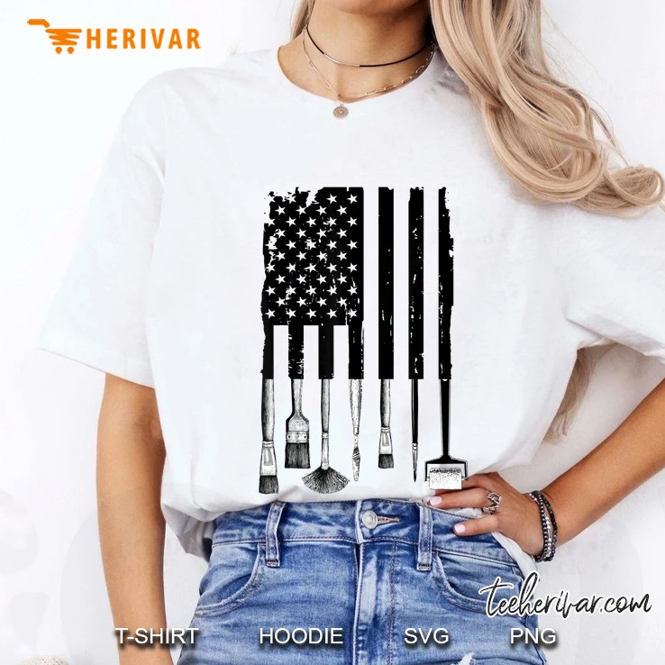 Painter Paint Brush Artist American Flag 4Th Of July Ladies Tee