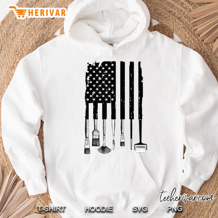 Painter Paint Brush Artist American Flag 4Th Of July Hoodie