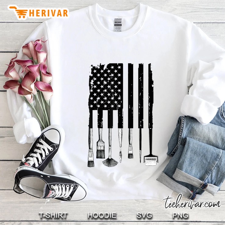 Painter Paint Brush Artist American Flag 4Th Of July Sweatshirt