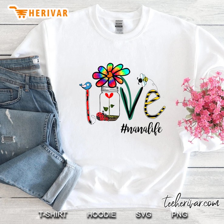 Womens Woman Mom Love Nana Life Nanalife Heart Floral Sweatshirt