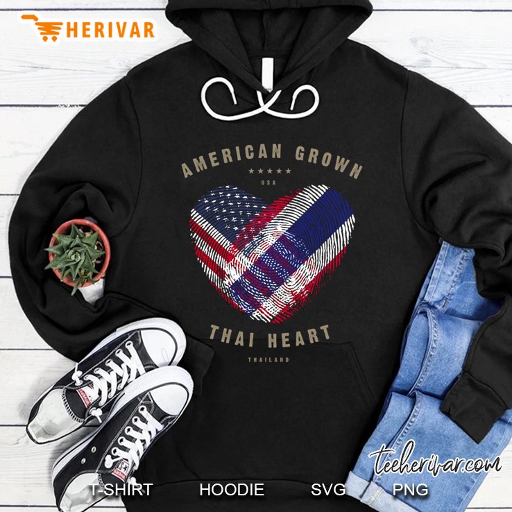 American Grown Thai Heart Love Thailand Flag Pullover Hoodie