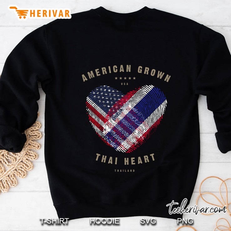 American Grown Thai Heart Love Thailand Flag Pullover Sweatshirt
