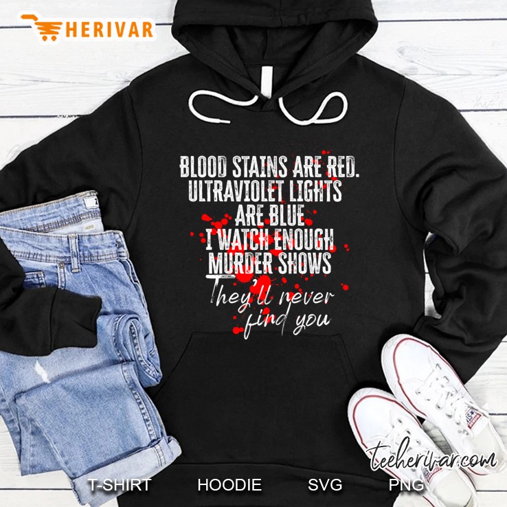 Blood Stains Are Red Ultraviolet Lights Are Blue Sarcastic Pullover Hoodie