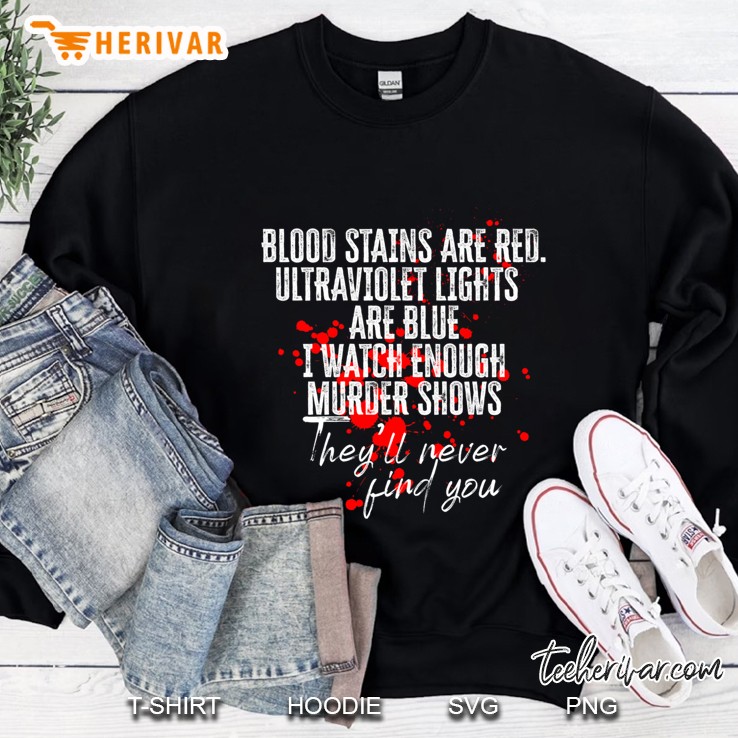 Blood Stains Are Red Ultraviolet Lights Are Blue Sarcastic Pullover Sweatshirt
