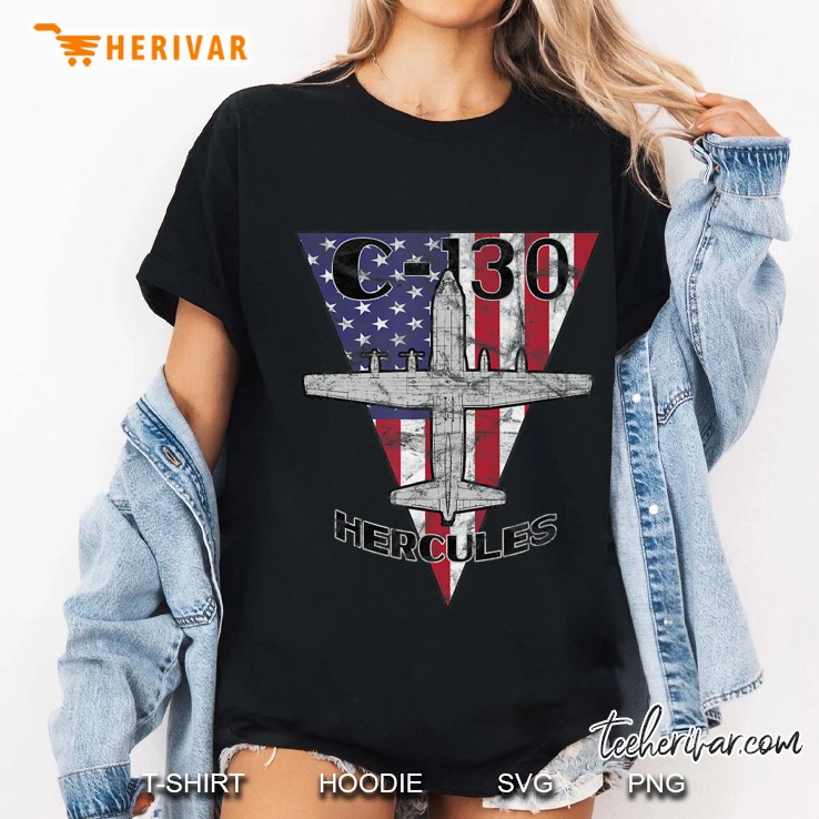 C-130 Hercules Military Airplane Patriotic Vintage Ladies Tee