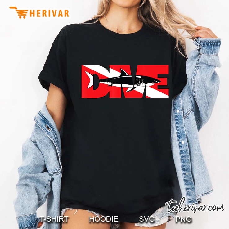 Certified Fish Scuba Dive Great White Shark Ladies Tee