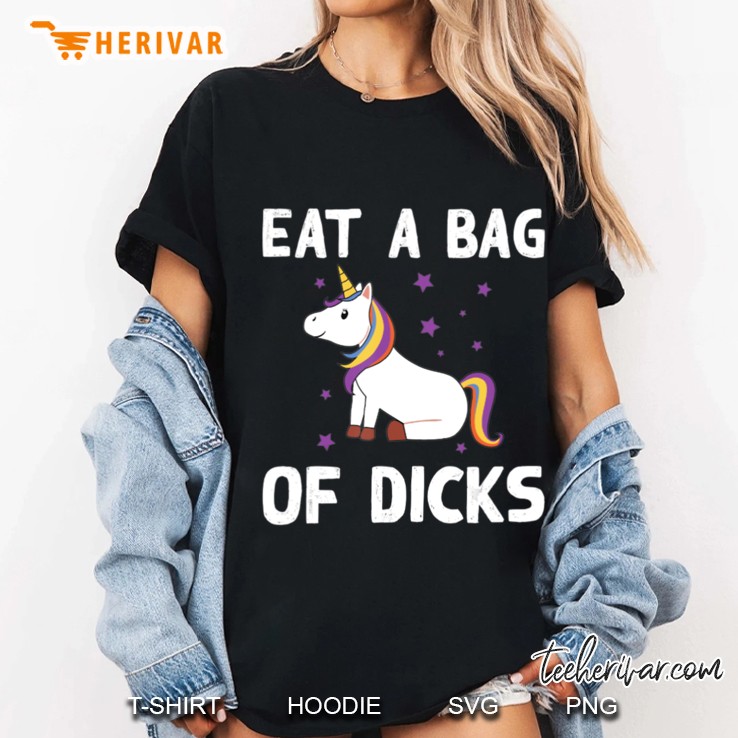 Eat A Bag Of Dicks Unicorn Majestical Magical Funny Insult Ladies Tee