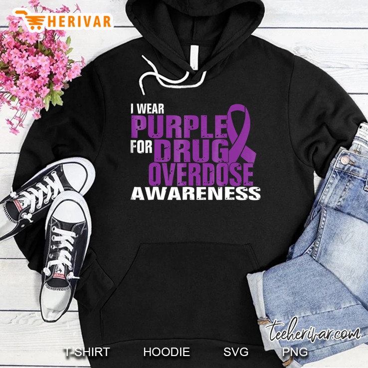 I Wear Purple For Drug Overdose Awareness Tshirt Tee Mugs