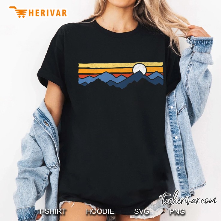 Layered Mountainscape Sunset Graphic Premium Ladies Tee