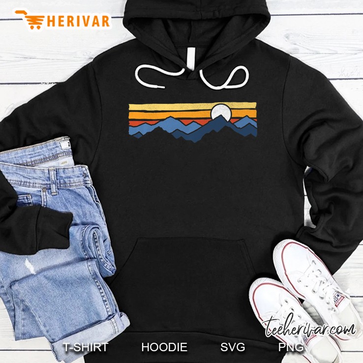 Layered Mountainscape Sunset Graphic Premium Hoodie