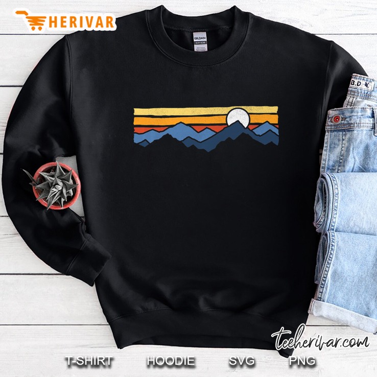 Layered Mountainscape Sunset Graphic Premium Sweatshirt