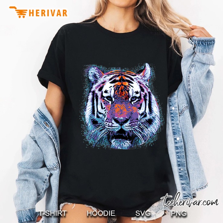 Tiger Face Pop Art Graphic Ladies Tee
