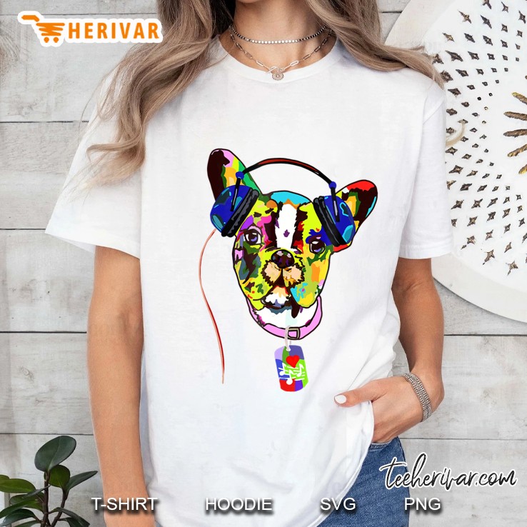 French Bulldog Shirt Music Headphones Funny Dog Hoodie