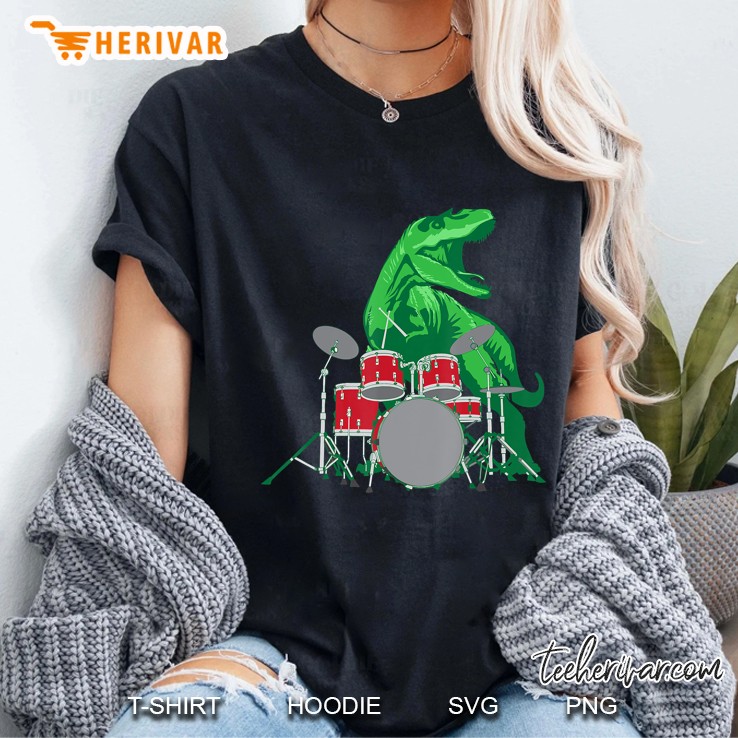 Cool Dinosaur Drummer Shirt - Best Gift For All Drummers Ladies Tee