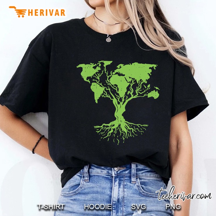 Earth Day Shirt Cute World Map Tree Pro Environment Plant Ladies Tee